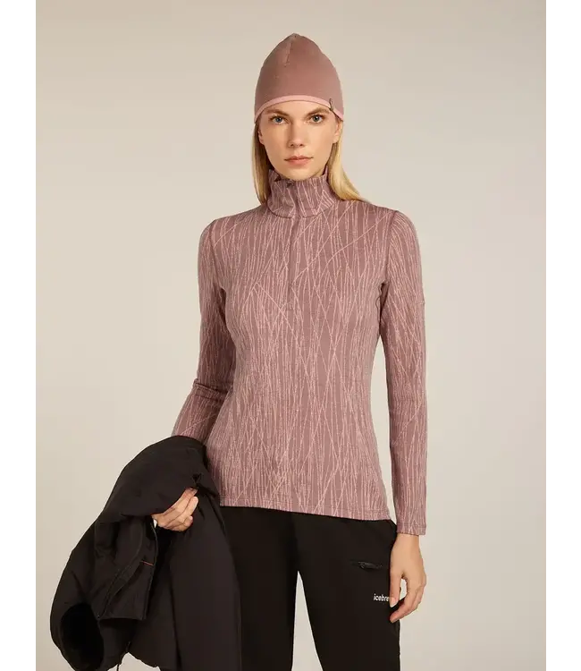 Icebreaker Women's Merino 260 Tech Vertex Long Sleeve Half Zip Thermal Top Delta Lines