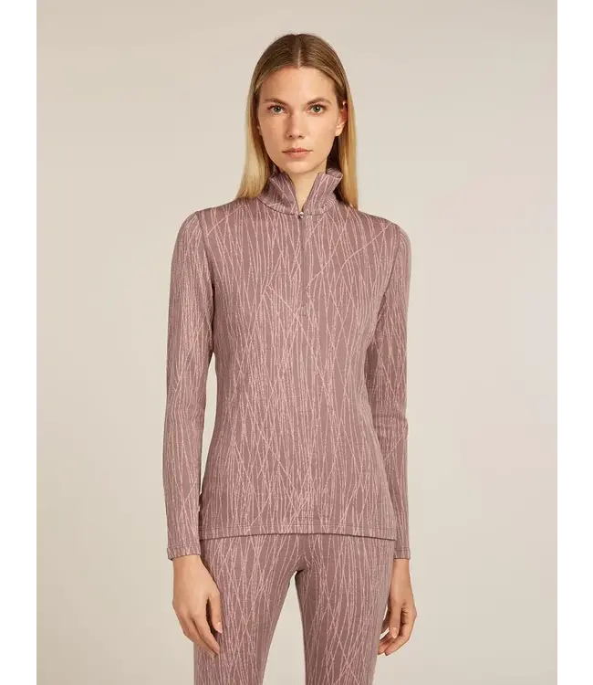 Icebreaker Women's Merino 260 Tech Vertex Long Sleeve Half Zip Thermal Top Delta Lines