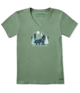 LIFE IS GOOD Life Is Good Women's Winter Wolf Short Sleeve Crusher Vee