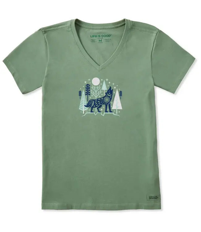 Life Is Good Women's Winter Wolf Short Sleeve Crusher Vee