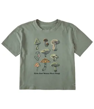 LIFE IS GOOD Life Is Good Women's Girls Just Wanna Have Fungi Short Sleeve Crusher Boxy Tee