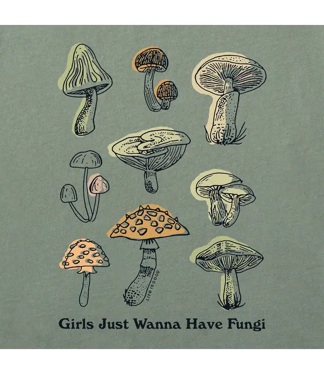 Life Is Good Women's Girls Just Wanna Have Fungi Short Sleeve Crusher Boxy Tee