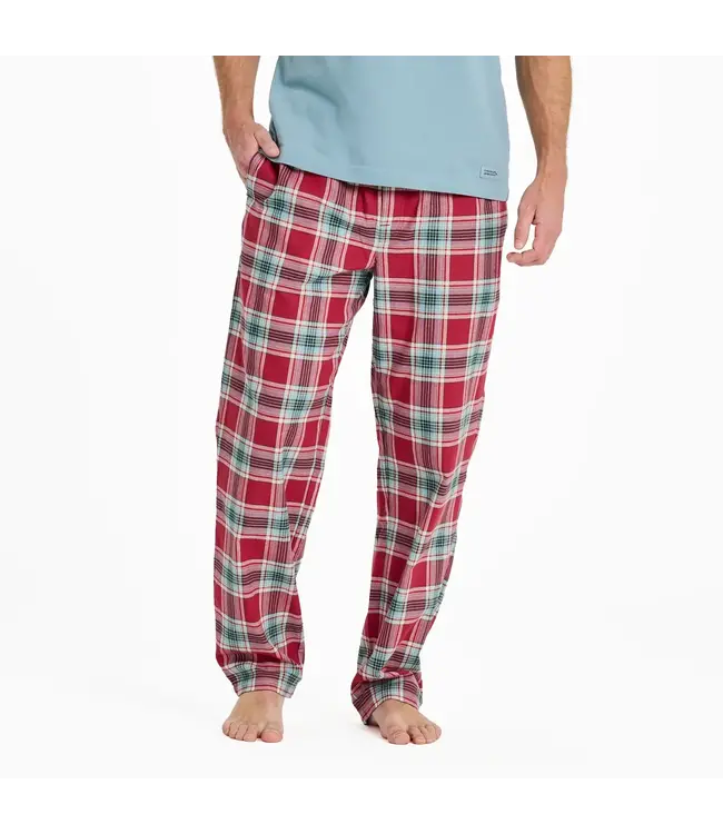 Life Is Good Men's Adirondack Red Holiday Plaid Classic Sleep Pant