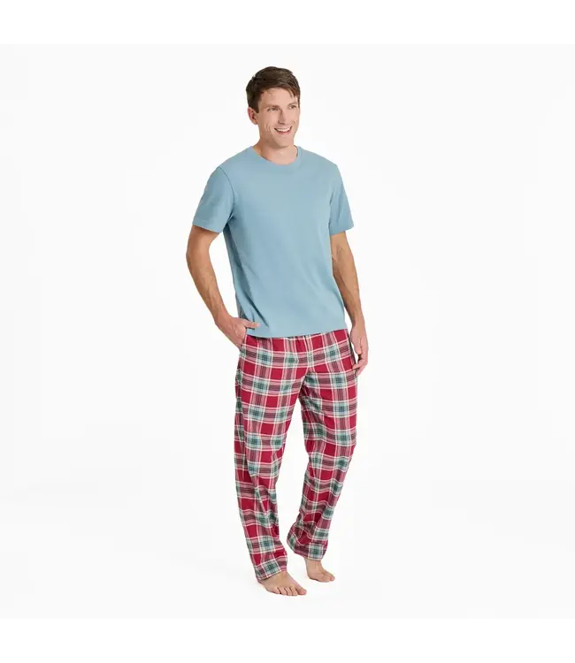 Life Is Good Men's Adirondack Red Holiday Plaid Classic Sleep Pant