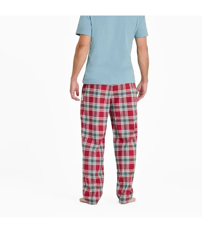 Life Is Good Men's Adirondack Red Holiday Plaid Classic Sleep Pant