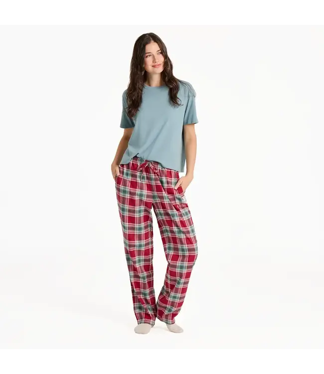 Life Is Good Women's Adirondack Red Holiday Plaid Classic Sleep Pant