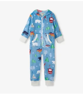 HATLEY Hatley Kid's Blue Vintage Ski Hooded Fleece Jumpsuit