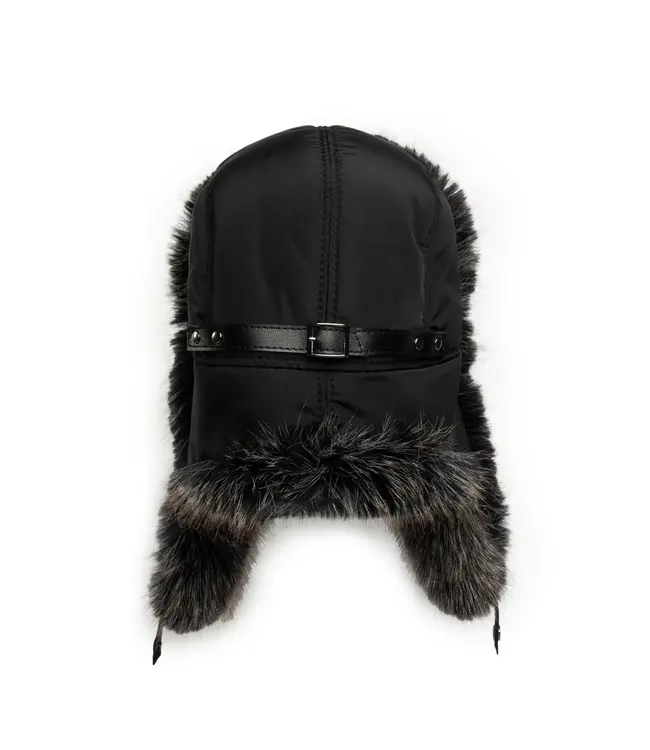 Crown Cap Faux Fur Aviator Hat with Faux Leather Closure