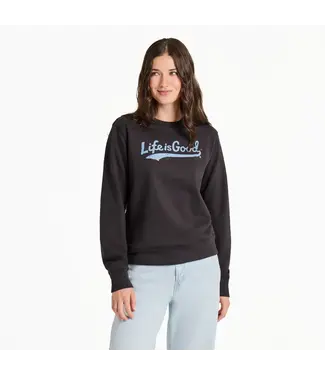 LIFE IS GOOD Life Is Good Women's Tonal LIG Ballyard Script Good Vibes Fleece Crew Sweatshirt