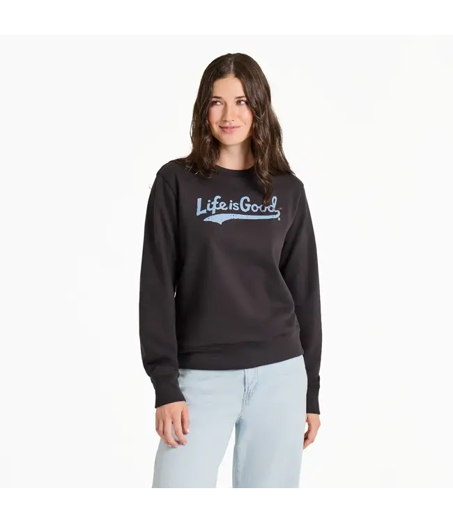 Life Is Good Women's Tonal LIG Ballyard Script Good Vibes Fleece Crew Sweatshirt