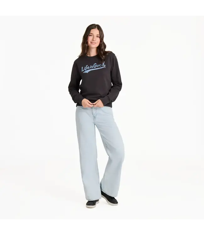Life Is Good Women's Tonal LIG Ballyard Script Good Vibes Fleece Crew Sweatshirt