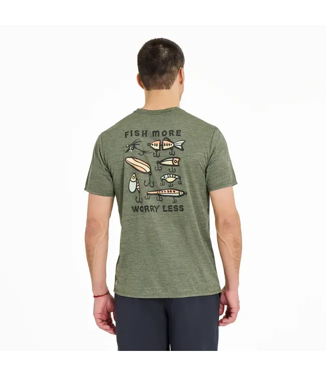 Life Is Good Men's Vintage Fish More Worry Less Short Sleeve Sun Crusher Tee