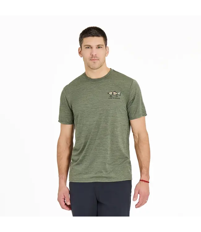 Life Is Good Men's Vintage Fish More Worry Less Short Sleeve Sun Crusher Tee