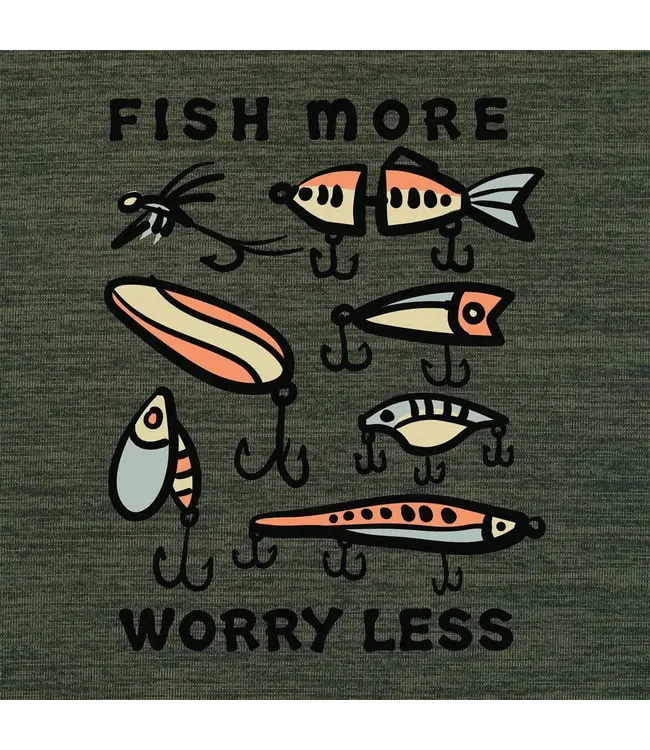 Life Is Good Men's Vintage Fish More Worry Less Short Sleeve Sun Crusher Tee