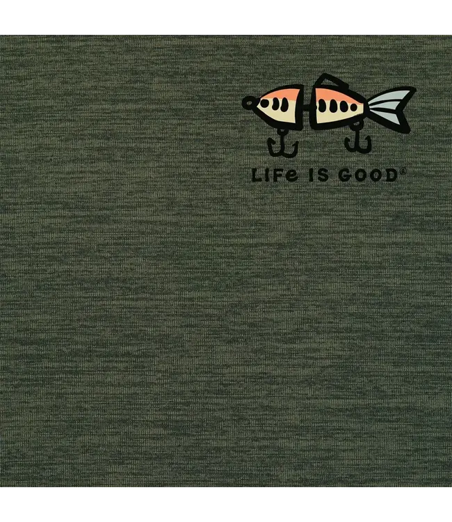 Life Is Good Men's Vintage Fish More Worry Less Short Sleeve Sun Crusher Tee