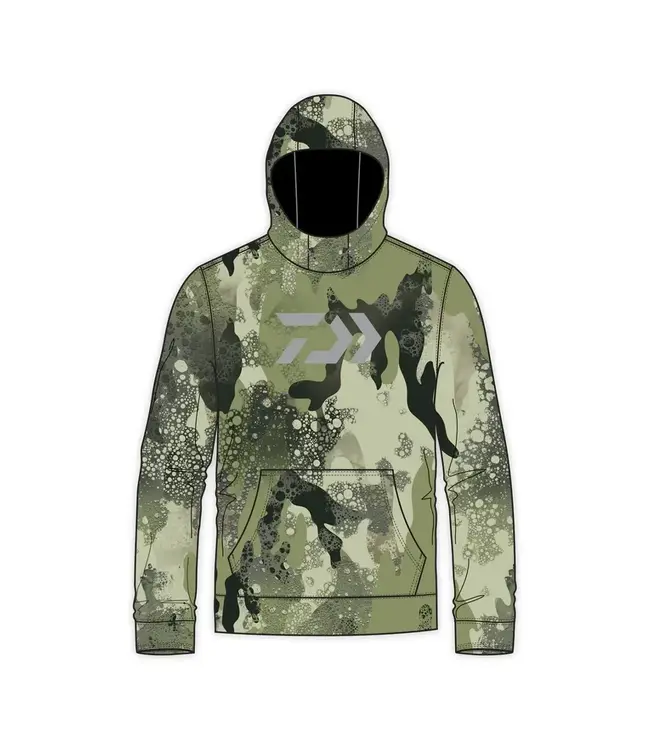 Daiwa D-Vec Grey Logo Woods Camo Fleece Hoodie
