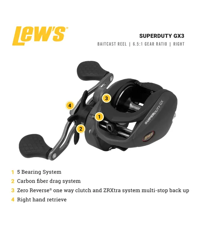 Lew's SuperDuty GX3 6.5:1 Baitcast Reel