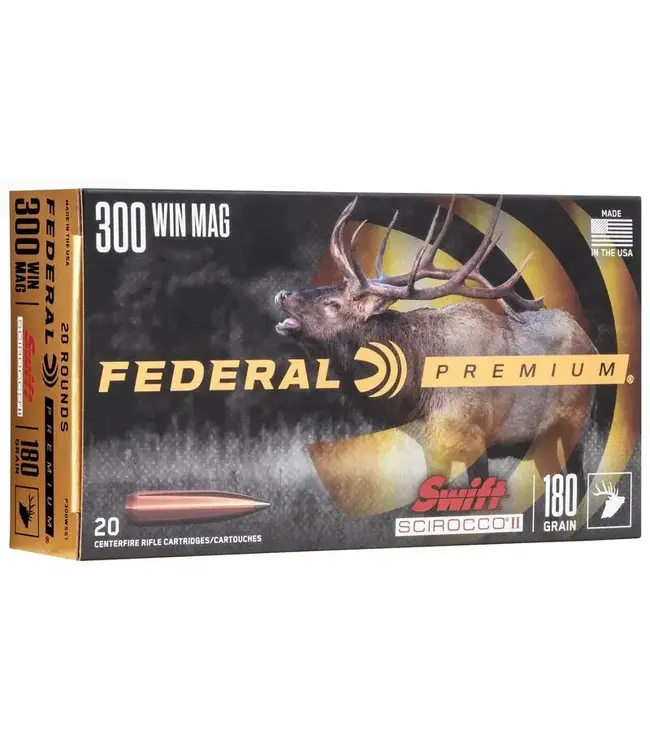 Federal Swift Scirocco II Ammunition- 300 Win Mag, 180 Grain, Swift Scirocco, 2960 fps