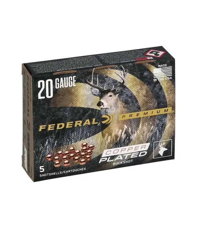 Federal Ammo Buckshot Ammunition - 20 Gauge, 2 Buck Shot, 3 in, 1100 fps