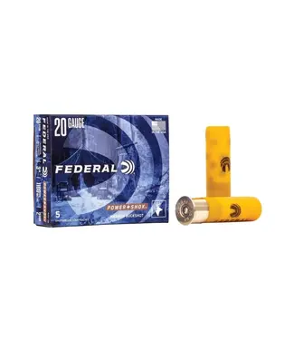 FEDERAL AMMO Federal Ammo Power-Shok Buckshot Ammunition - 20 Gauge, 2 Buck Shot, 3 in, 1100 fps