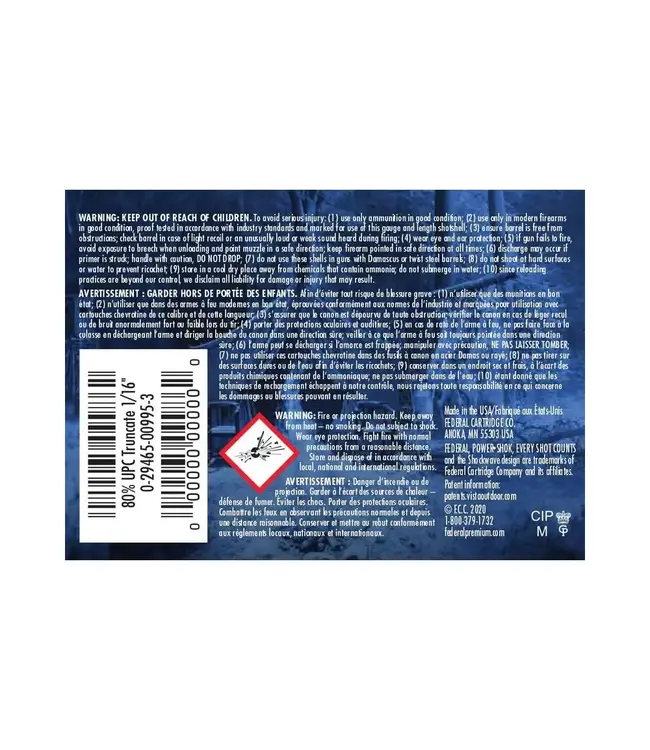 Federal Ammo Power-Shok Rifled Slug Ammunition - 20 Gauge, 328 Grain, 2-3/4 in, 1600 fps