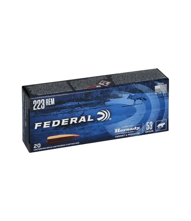 Federal Ammo Varmint & Predator Ammunition - 223 Rem, 53 Grain, Hornady V-Max, 3400 fps