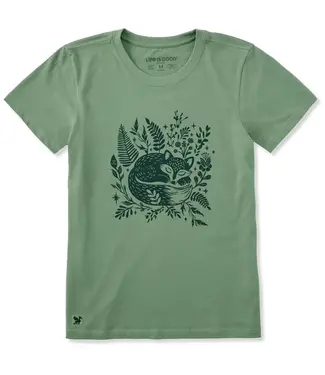 LIFE IS GOOD Life Is Good Women's Sleeping Fox on Ferns Short Sleeve Crusher Tee