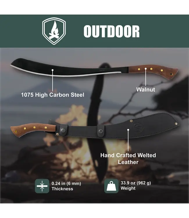 Condor Parang Machete With Leather Sheath - 17 1/2 in