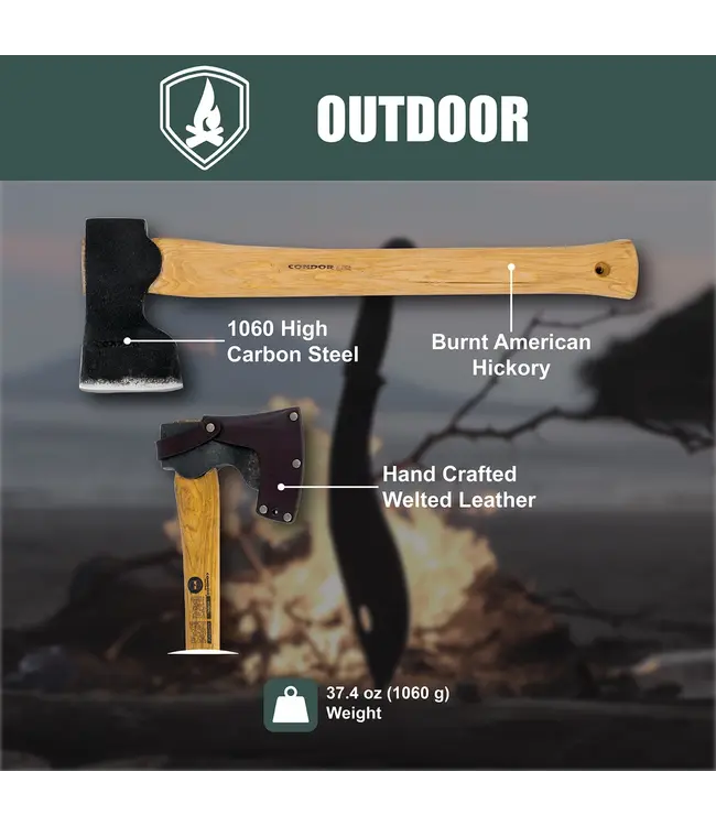 Condor Woodworker Axe With Leather Sheath - 1.5 lb