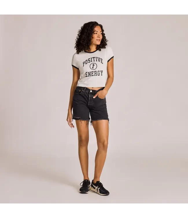 Life Is Good Women's Positive Energy Bolt Crusher-LITE Shrunken Ringer Tee