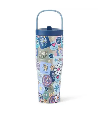LIFE IS GOOD Life Is Good Floral Sticker Collage 30oz Stainless Corkcicle Go Cup XL