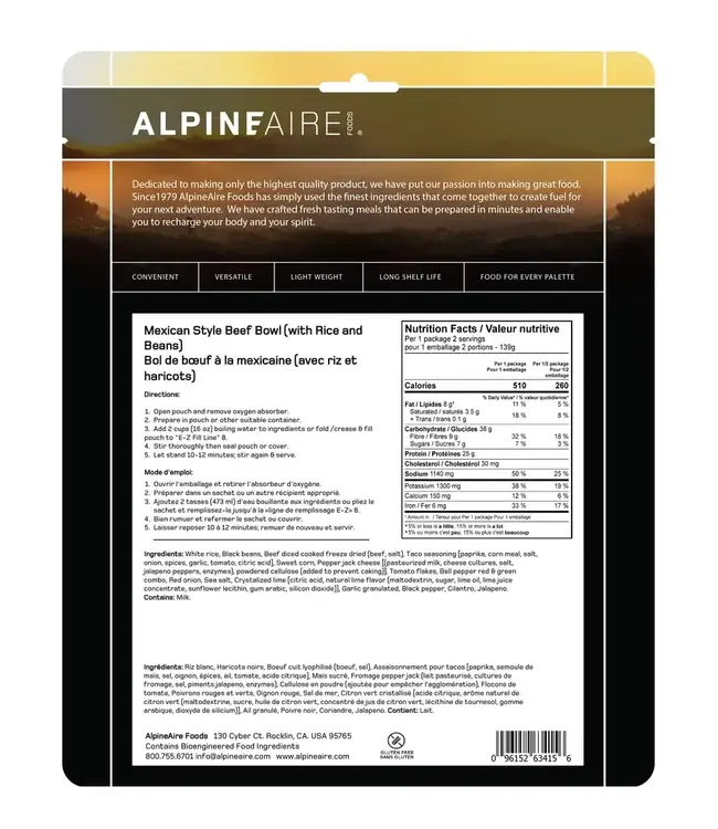 Alpine Aire Mexican Style Beef Bowl