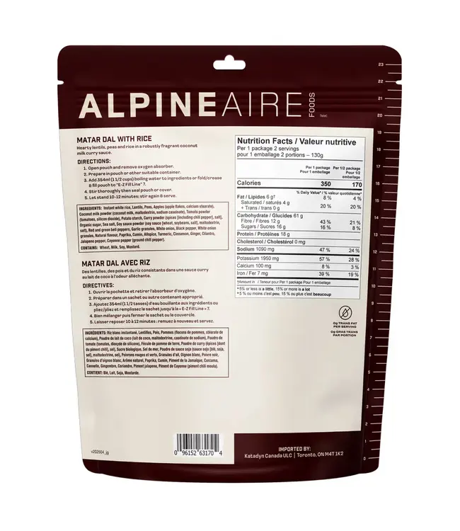 AlpineAire Matar Dal with Rice