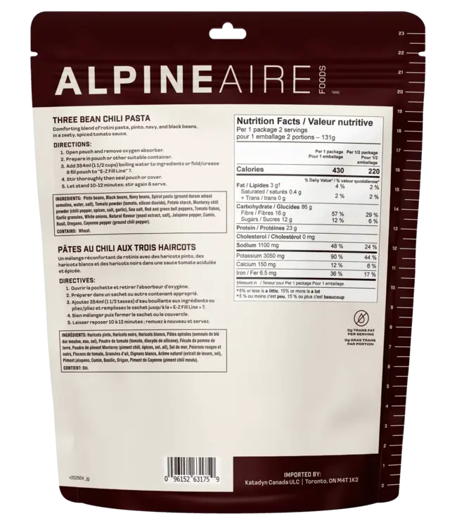 AlpineAire Three Bean Chili Pasta