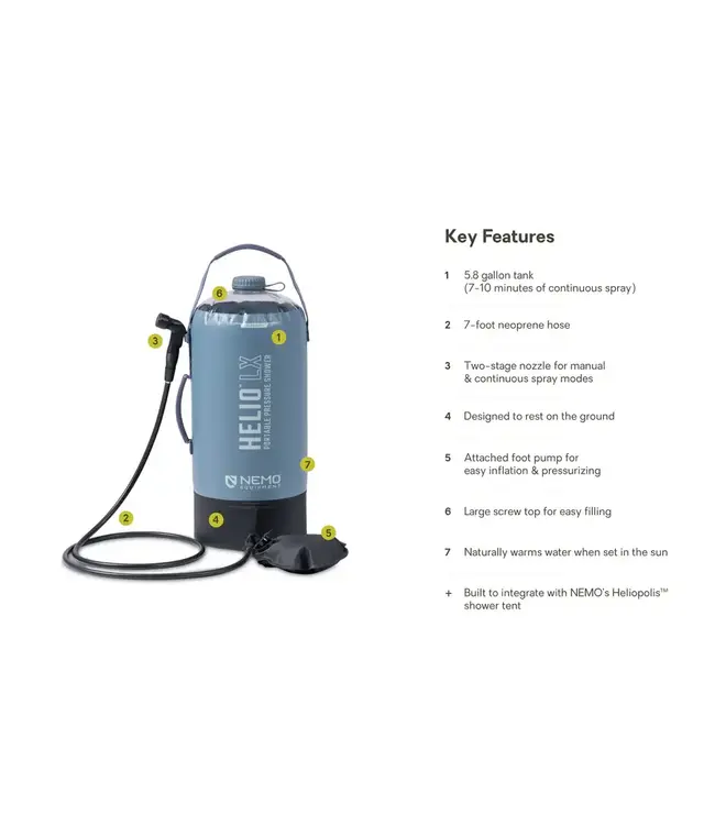 Nemo Helio LX Portable Pressure Shower