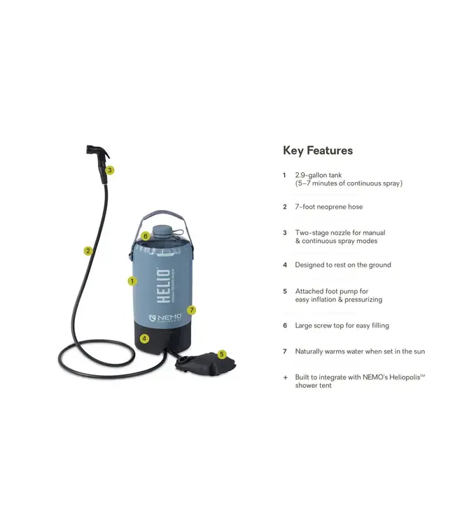 Nemo Helio Portable Pressure Shower