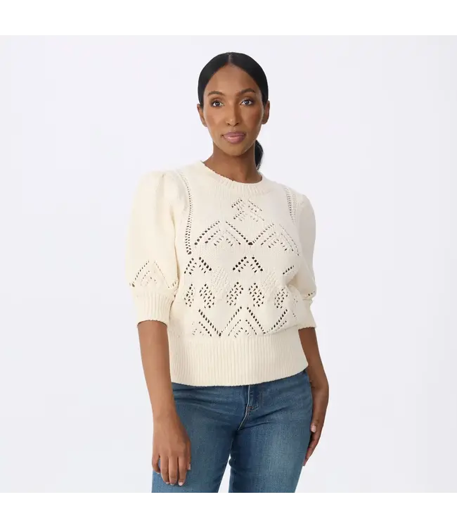 Krimson Klover Clary Short Sleeve Pointelle Sweater