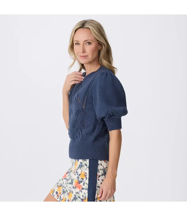 Krimson Klover Clary Short Sleeve Pointelle Sweater
