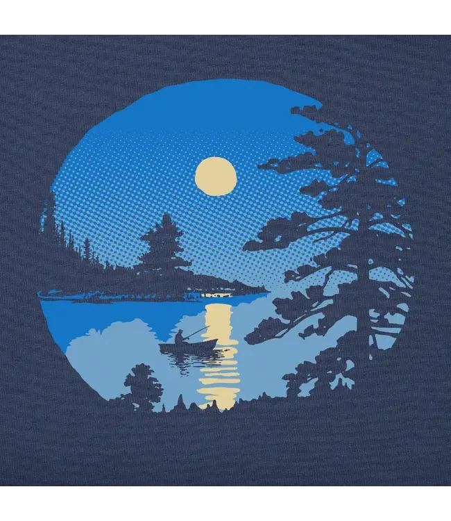 Life Is Good Men's Moonlit Lake Boat Short Sleeve Crusher Tee