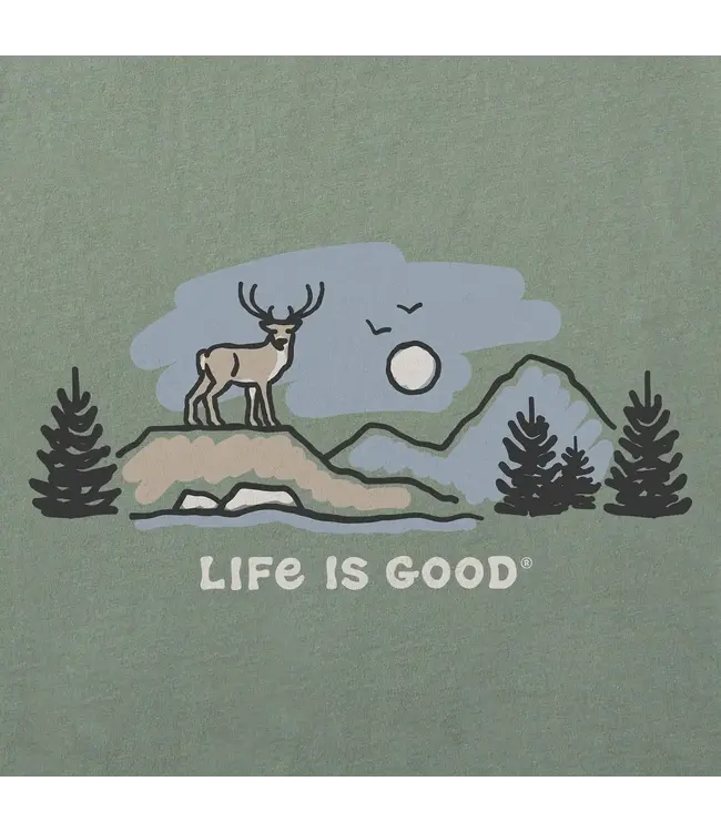 Life Is Good Men's White Tail Buck Vista Short Sleeve Crusher Tee