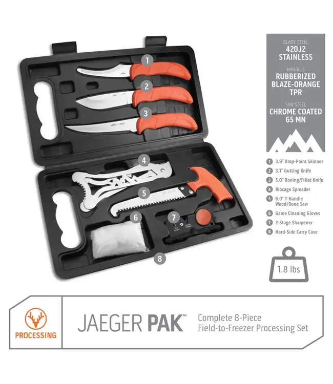 Outdoor Edge Jaeger Pak 8-Piece Game Processing Set