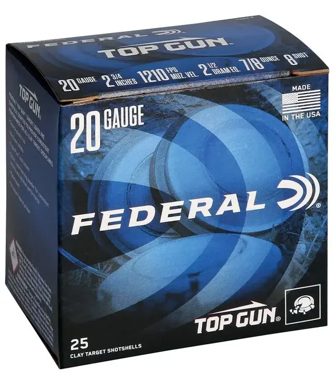Federal Top Gun Ammunition - Top Gun, 20 Gauge, 8 Shot, 2-3/4 in, 7/8 oz, 1210 fps