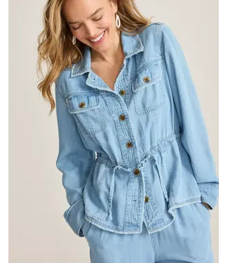 TOMMY BAHAMA Tommy Bahama Women's Chambray O'Lei Linen-Blend Utility Jacket