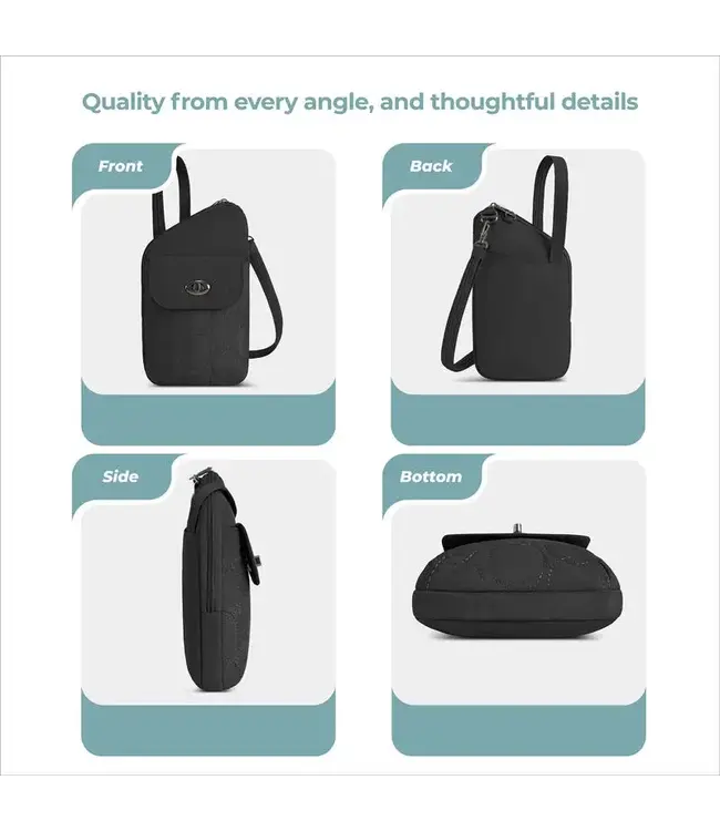 Travelon Runways Anti-Theft Slim Asymmetric Crossbody  Bag