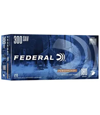 FEDERAL AMMO Federal Ammo Power-Shok Rifle Ammunition - 300 Savage, 180 Grain, Jacketed Soft Point, 2350 fps