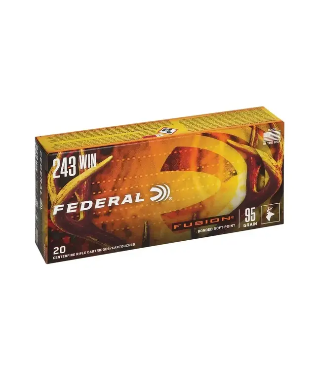 Federal Fusion Rifle Ammunition - 243 Win, 95 Grain, Fusion Soft Point, 2980 fps