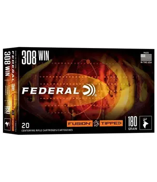 FEDERAL AMMO Federal Ammo Fusion Tipped Rifle Ammunition - 308 Win, 180 Grain, Fusion Tipped, 2600 fps
