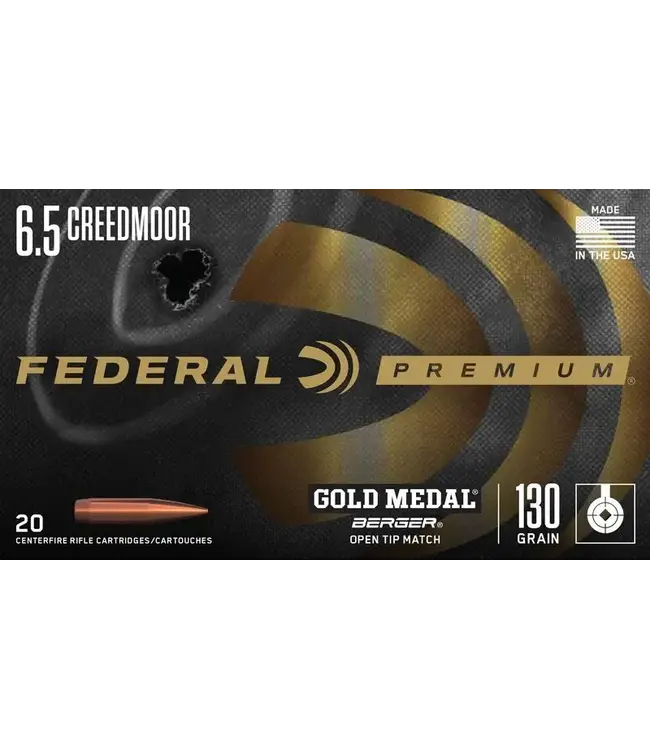 Federal Gold Medal Berger Ammunition - 6.5 Creedmoor, 130 Grain, Berger AR Hybrid OTM, 2875 fps