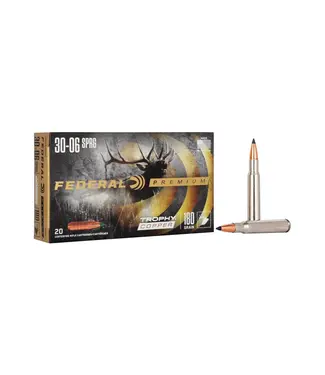 FEDERAL AMMO Federal Trophy Copper Ammunition - 30-06 Springfield, 180 Grain, Trophy Copper, 2700 fps