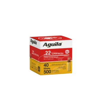 Aguila High Velocity Ammunition - Copper Plated Solid Point, 22 LR, 40 Grain, 500 Rounds